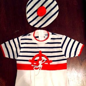 VINTAGE SAILOR ONESIE W HAT SZ 0-3
